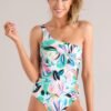 Beach Breeze Teal Multi Print One Piece Swimsuit