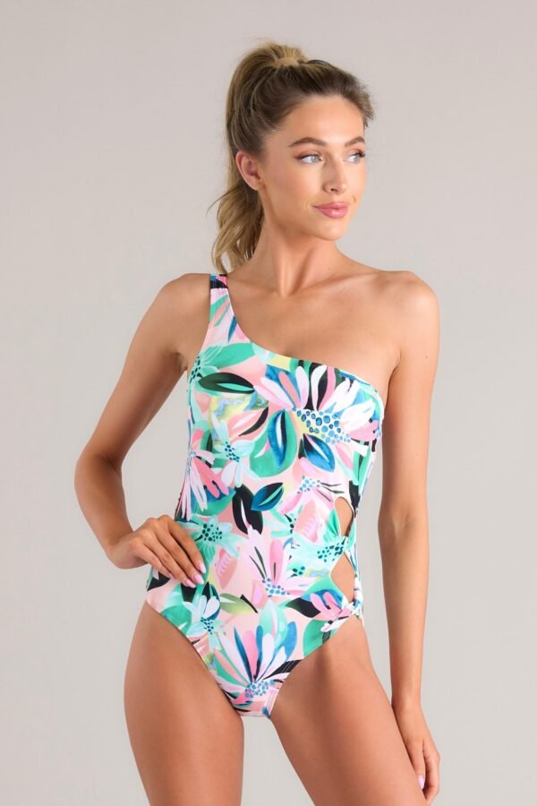 Beach Breeze Teal Multi Print One Piece Swimsuit