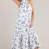 Beachside Party Blue & White Island Print Maxi Dress