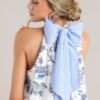 Beachside Party Blue & White Island Print Maxi Dress