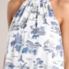 Beachside Party Blue & White Island Print Maxi Dress