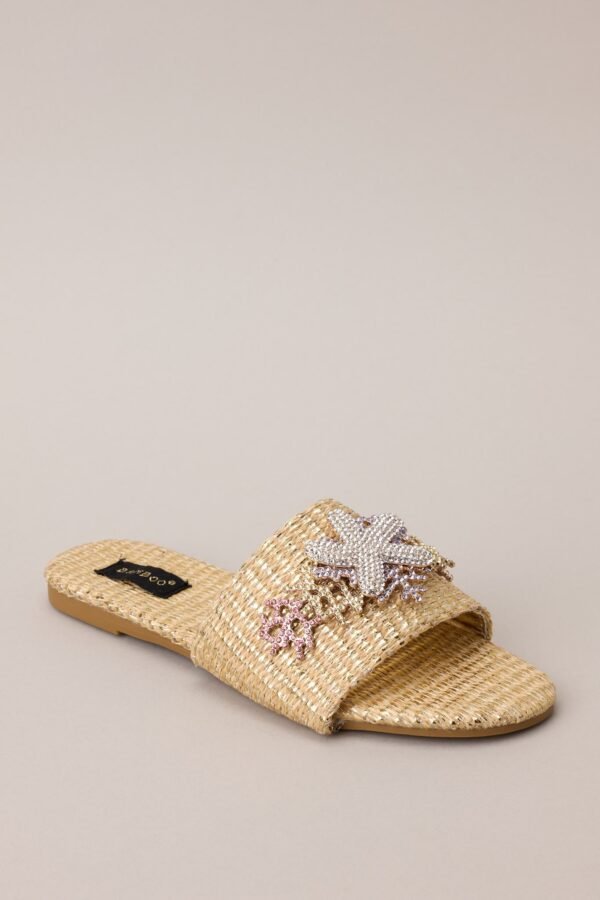 Beachside Perfection Gold & Multicolor Rhinestone Sandals