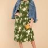 Beautiful Botanicals Green Floral Print Midi Dress