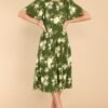 Beautiful Botanicals Green Floral Print Midi Dress