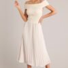 Beautiful Life Beige Pleated Midi Dress