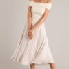 Beautiful Life Beige Pleated Midi Dress