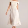 Beautiful Life Beige Pleated Midi Dress