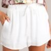 Behind Closed Doors White Drawstring Shorts