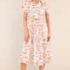 Best In Town Beige Island Print Cotton Midi Dress