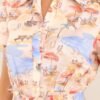 Best In Town Beige Island Print Cotton Midi Dress