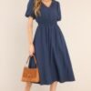 Best Route Navy Blue Midi Dress