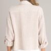 Beyond Boundaries Tan Stripe Button Front Top