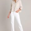 Beyond Boundaries Tan Stripe Button Front Top