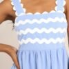 Birds Singing Light Blue Scalloped Mini Dress