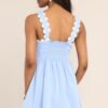 Birds Singing Light Blue Scalloped Mini Dress