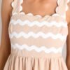 Birds Singing Natural Scalloped Mini Dress
