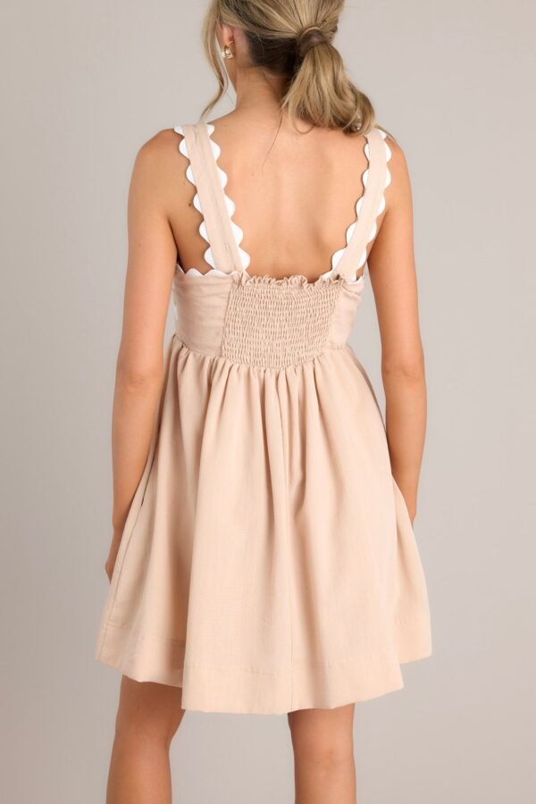 Birds Singing Natural Scalloped Mini Dress