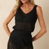 Beachside Bliss Black Open Knit Cover Up Mini Dress