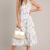 Blessed Life Lavender Floral Button Front Midi Dress