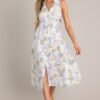 Blessed Life Lavender Floral Button Front Midi Dress