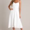 Blissful Breeze Ivory Faux Button Front Midi Dress