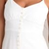 Blissful Breeze Ivory Faux Button Front Midi Dress