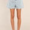 Blue Horizon Light Wash Scalloped Jean Shorts