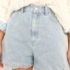 Blue Horizon Light Wash Scalloped Jean Shorts