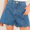 Blue Horizon Medium Wash Scalloped Jean Shorts