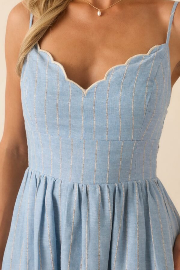 Aylaya Light Blue Stripe Linen Singapore Maxi Dress