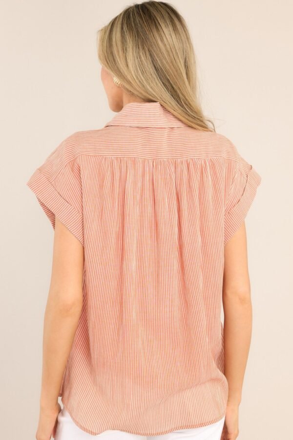 Board It Coral and White Stripe Cotton Top