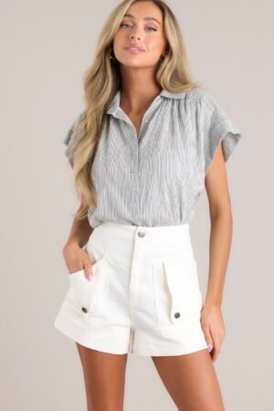 Board It Grey and White Stripe Cotton Top