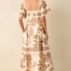 Aylaya Beige Multi Print Cotton Lisbon Maxi Dress