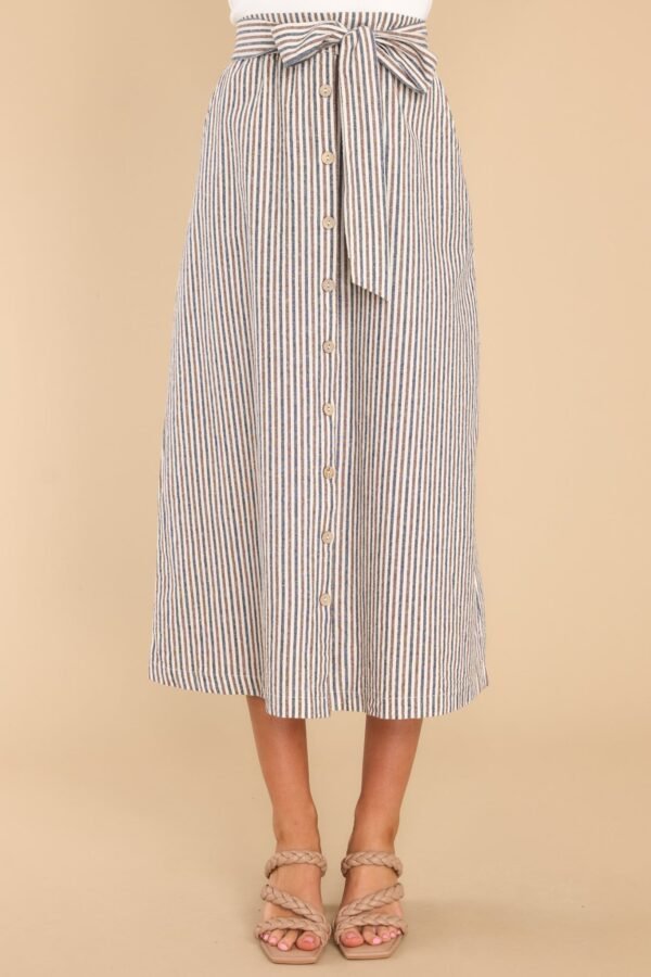 Breeze On By Beige Stripe Maxi Skirt