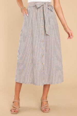 Breeze On By Beige Stripe Maxi Skirt