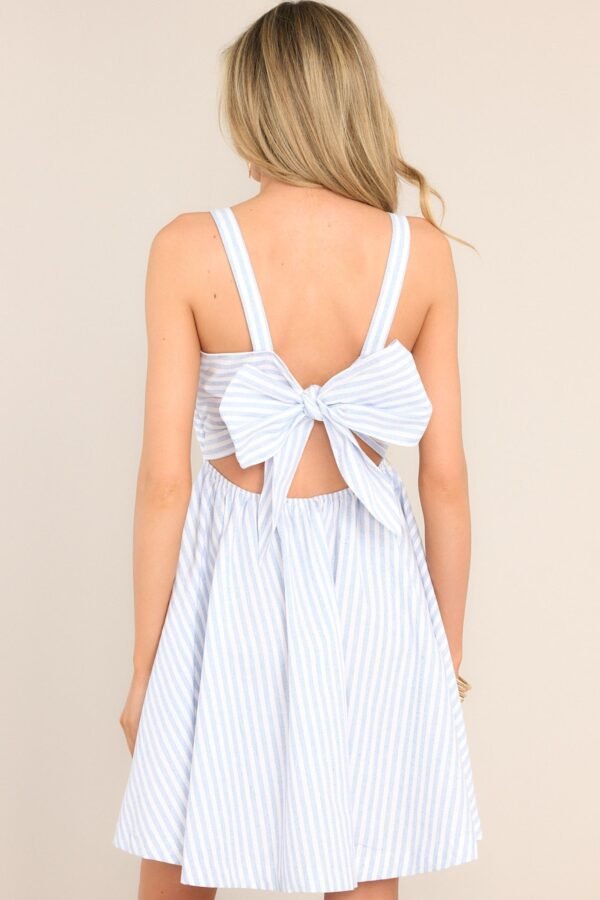 Breezy Days Light Blue Stripe Cutout Mini Dress