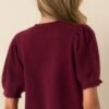 Caught Up In The Moment Wine Knit Short Sleeve Cardigan