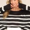 Burned Bridges Black Striped Sweater