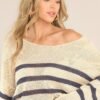 Burned Bridges Navy Striped Sweater