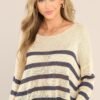 Burned Bridges Navy Striped Sweater