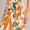 Cabana Chic Beige Tropical Print Midi Wrap Skirt