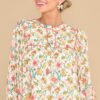 Can't Talk Right Now Ivory Floral Print Top
