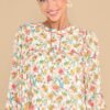 Can't Talk Right Now Ivory Floral Print Top