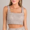 Capturing Joy Taupe Stripe Knit Crop Top