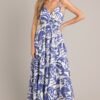 Caribbean Dream Blue Tropical Print Maxi Dress