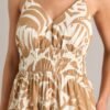 Caribbean Dream Tan Tropical Print Maxi Dress
