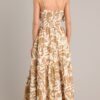 Caribbean Dream Tan Tropical Print Maxi Dress