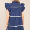 Celebrate Life Navy Tiered Button Front Mini Dress