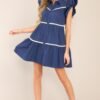 Celebrate Life Navy Tiered Button Front Mini Dress