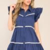 Celebrate Life Navy Tiered Button Front Mini Dress
